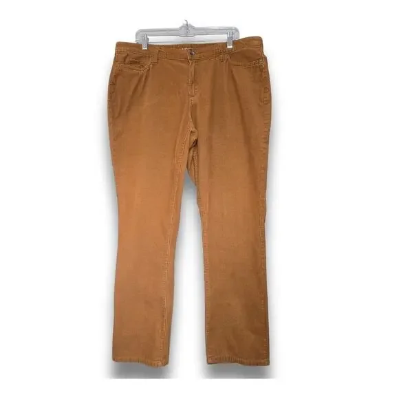 Land's End Size 18 Mid Rise Straight Leg Stretch Corduroy Pants Dark Toffee - Picture 2 of 5